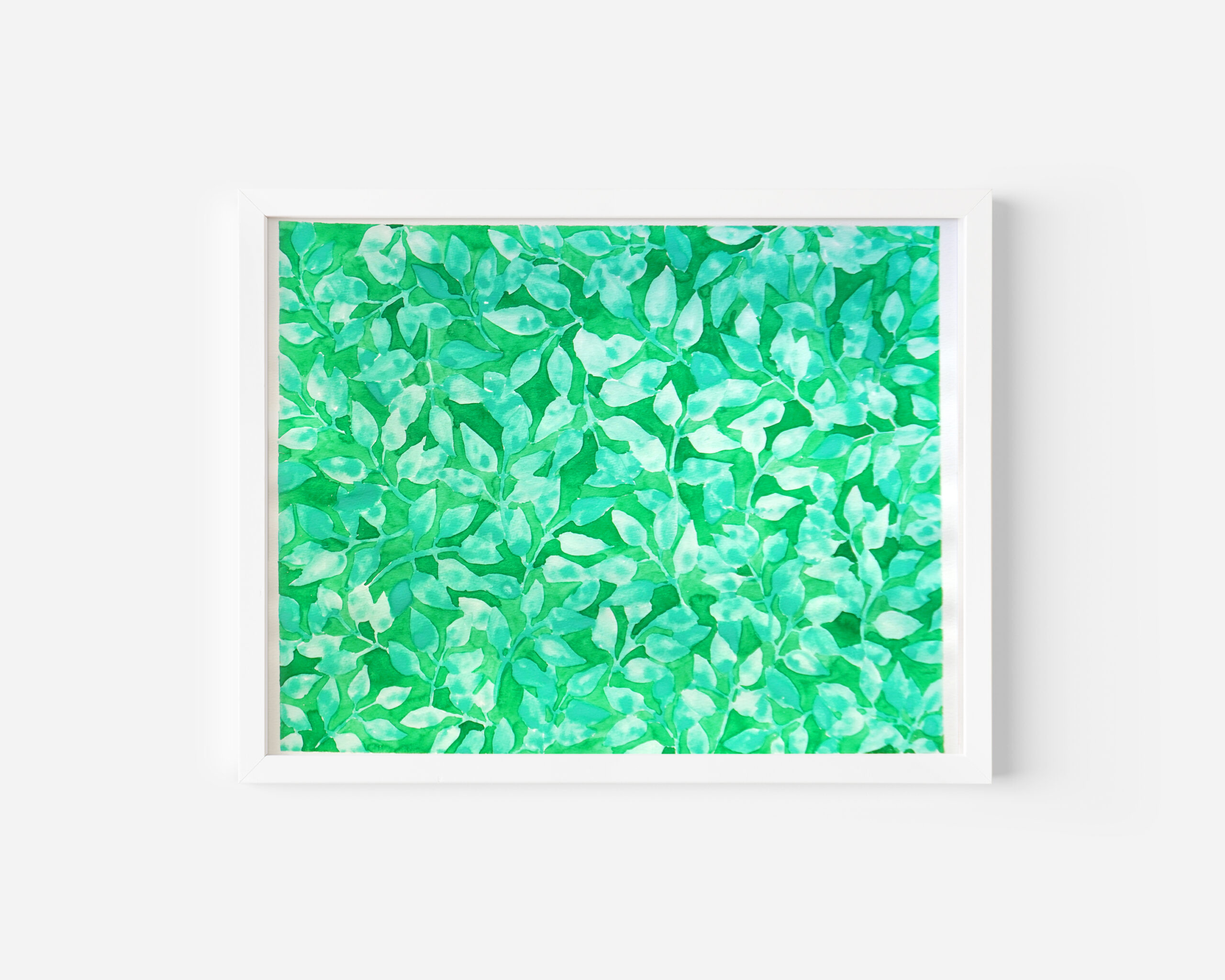 original handpainted watercolor painting green plant pattern, art sale