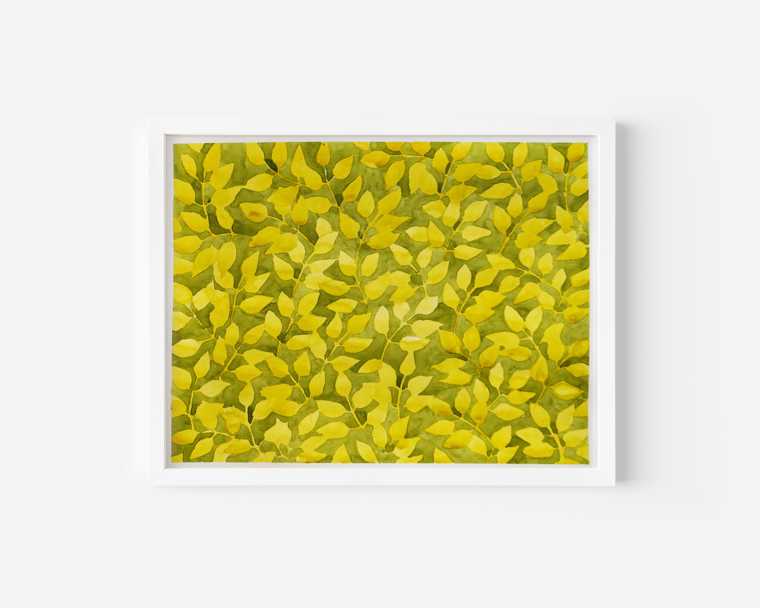 original handpainted watercolor painting yellow plant pattern, art sale