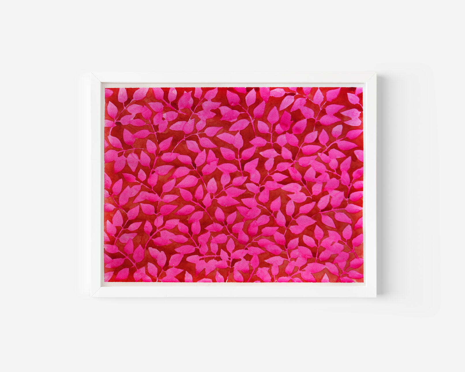 original handpainted watercolor painting pink plant pattern, art sale