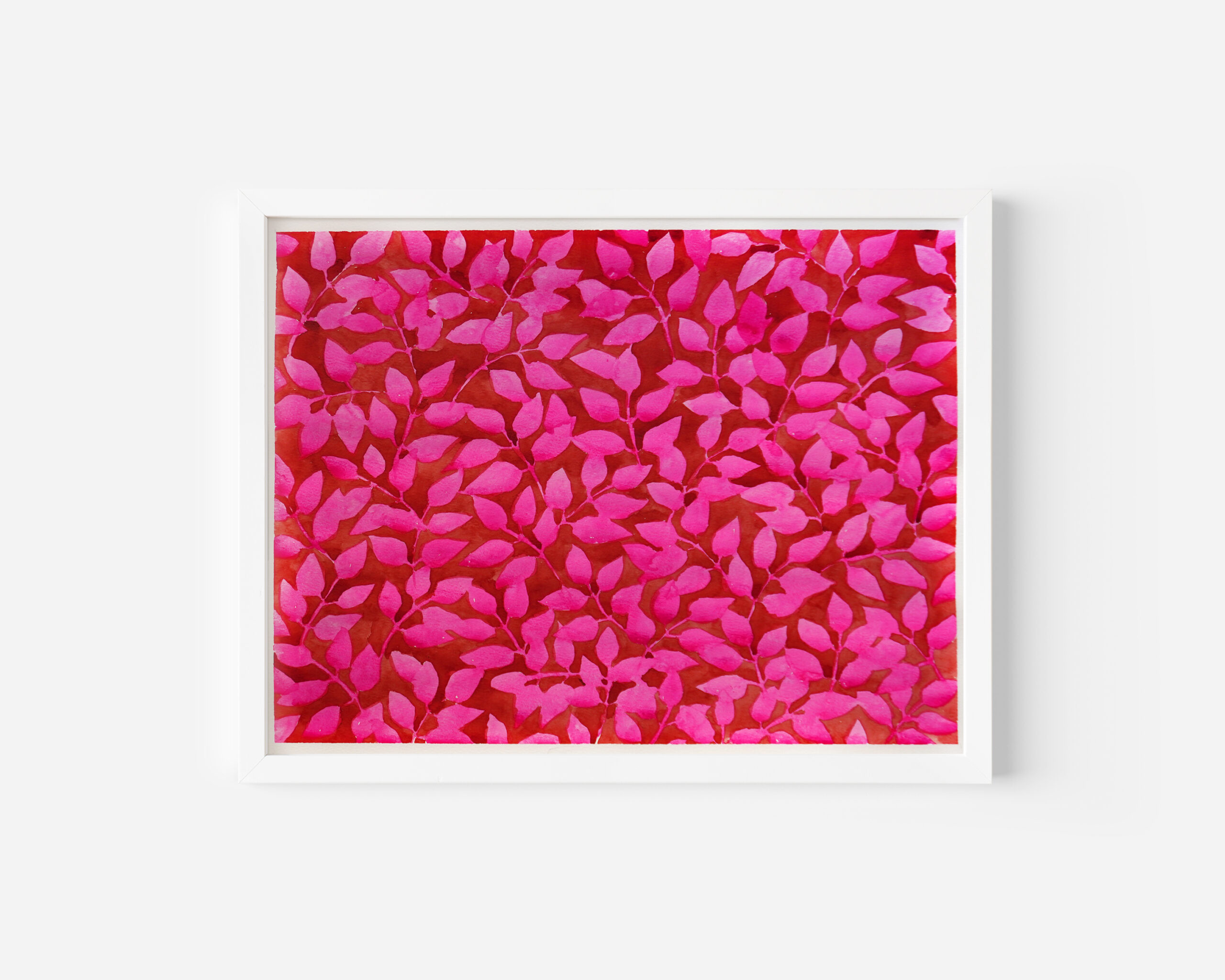 original handpainted watercolor painting pink plant pattern, art sale
